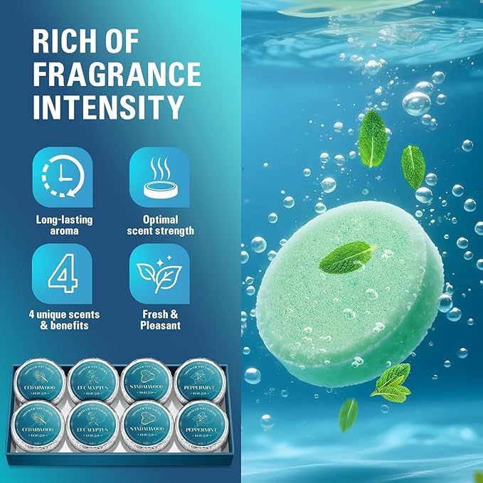 Shower Steamers Aromatherapy, Valentines Day Gifts for Him, Birthday Gifts for Men Boyfriend Dad Teen Boys, SPA Self Care Relax Natural Essential Oils Bath Bombs