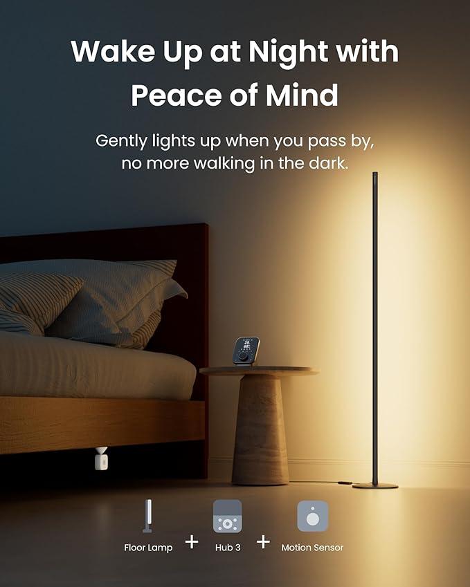 SwitchBot Floor Lamp with Matter, RGB, Warm Cool White, Corner Floor Lamp Compatible with Apple Home, Alexa, Google Home, 1200lm, Music Sync, Scene Modes, 16 Million Colors for Living Room Bedroom - Bloomnest