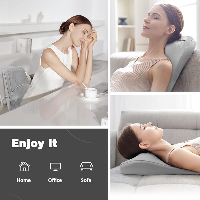 Boriwat Neck and Shoulder Massager with Heat, Shiatsu Massage Pillow with 3D Deep Tissue Kneading for Back Legs Foot Body Pain Relief,at Home Office Car, Gift for Mom & Dad - Bloomnest