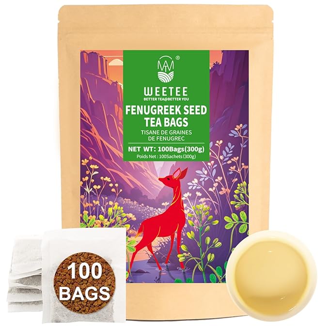 WT WEETEE Fenugreek Tea Bags 100 Count, 100% Natural Premium Whole Fenugreek Methi Seeds, Caffeine-free Nourishing Herbal, No Additives - Bloomnest