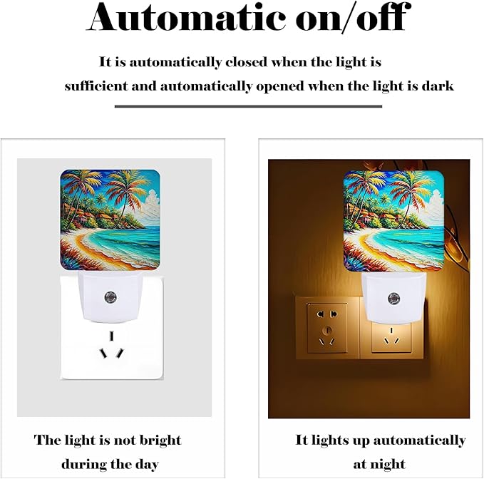 Seaside Town Night Light,Plug Into Wall Decor for Stairway,Hallway,Kitchen,Dusk to Dawn Sensor Nightlights for Boys/Girls/Women/Men Room Gifts - Bloomnest