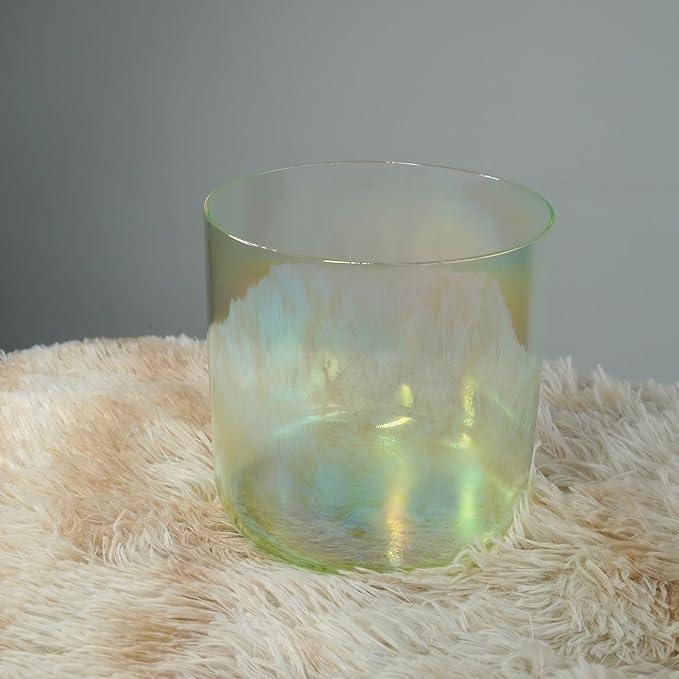 Hye-eun Clear Crystal Singing Bowl,6-Inch F Note Heart Chakra Green Gradient Cosmic Light Transparent Sound Bowl with Mallet & O-ring,for Yoga Meditation Healing, & Energy Balancing - Bloomnest