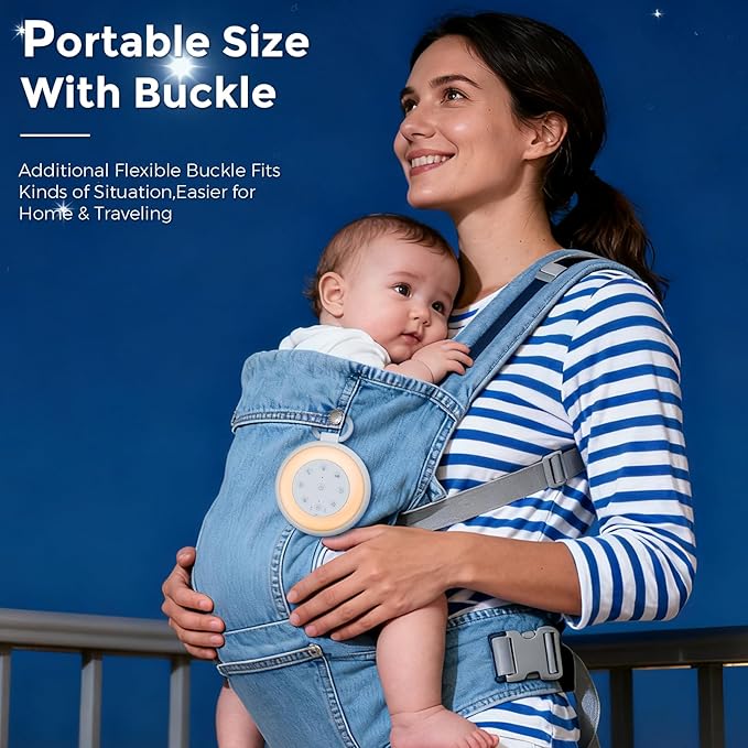 Sizi Sleep Sound Machine for Baby, Portable White Noise Sound Machine with Night Light, 3min Voice Record, 24 Soothing Noise Sounds Therapy, 3 Auto-Off Timer with Memory Fuction, Baby Shower Gifts - Bloomnest