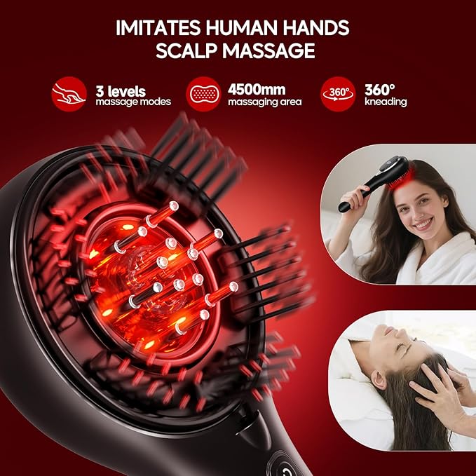 Morfone Upgrade 3 in 1 Electric Scalp Massager Brushes, Hair Oil Applicator, IPX7 Waterproof Scalp Massager Comb, Cordless & Portable Adjustable Modes for Men Women Morfone
