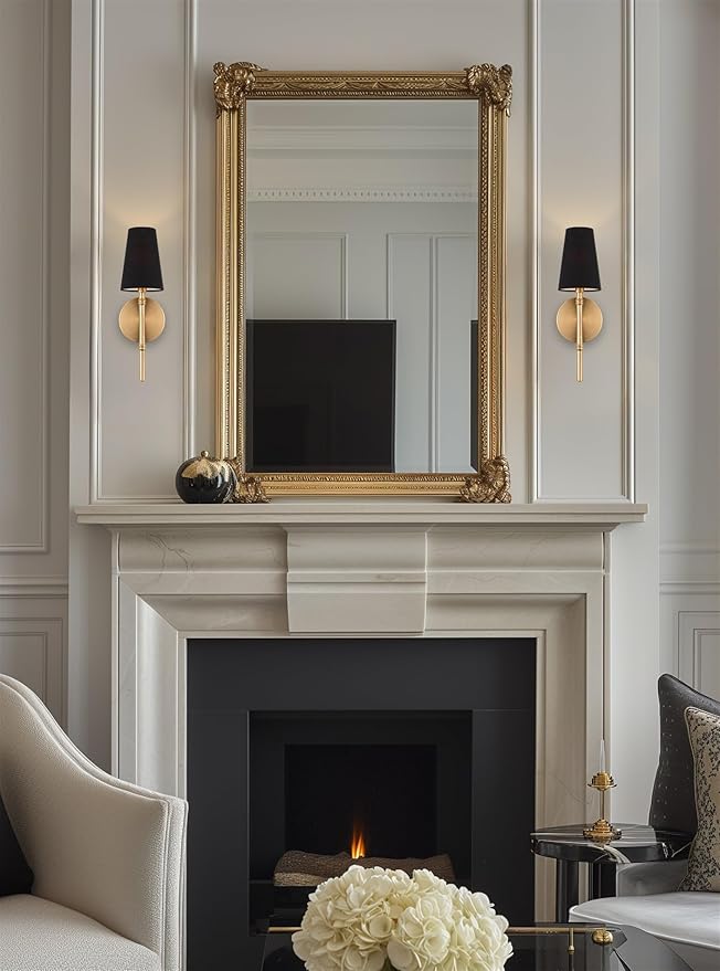 Kira Home Torche II 15" Petit Modern Wall Sconce/Wall Light + Black Linen Shade, Cool Brass Finish - Bloomnest