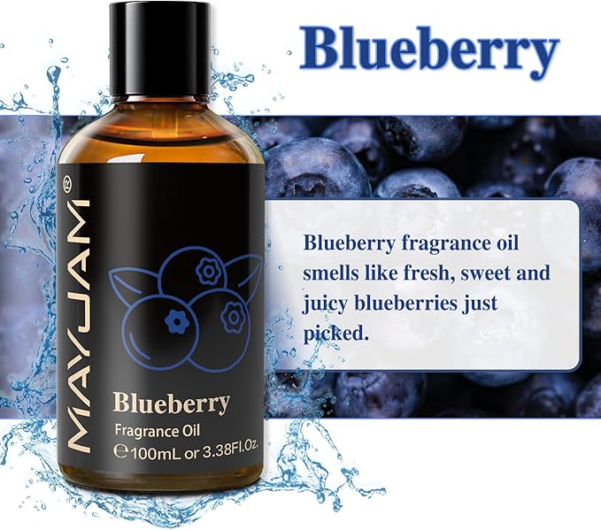 MAYJAM 100ML/3.38FL.OZ Blueberry Fragrance Oils with Glass Dropper, Essential Oils for Diffusers for Home, Long Lasting Scented Oils for Diffusers Soap Candle Making - Bloomnest