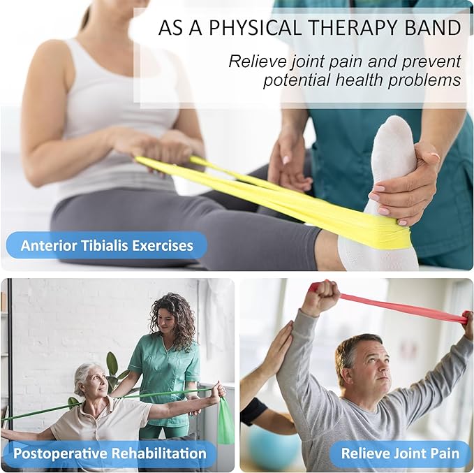 Resistance Bands for Working Out, Physical Therapy Bands, Latex Free Elastic and Exercise Bands Set for Stretching, Suitable for Rehab, Yoga, Pilates, Gym, Home Exercise - Bloomnest