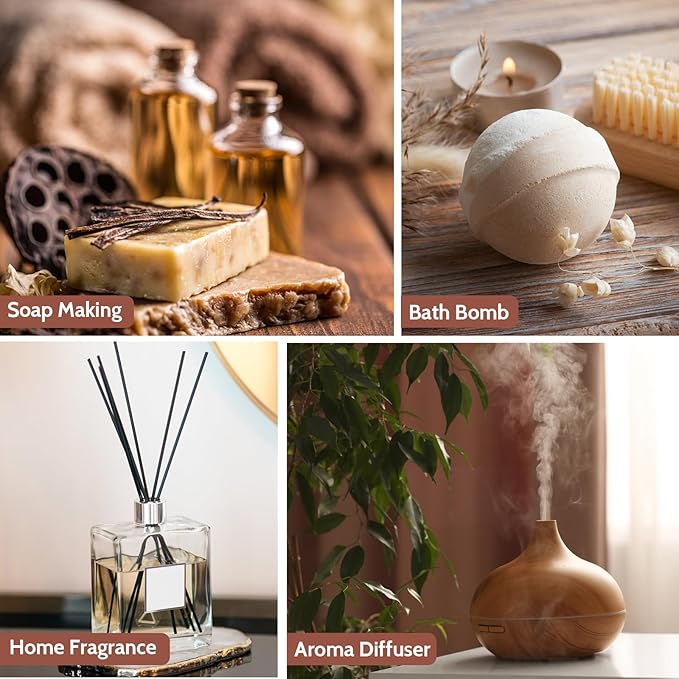 Essential Oils Set, Winter Scents Fragrance Oil Essential Oils for Diffusers for Home - Christmas Wreath, Gingerbread, Fireplace, Cranberry, Forest Pine, Winter Mint Scented Oil, 6x10ml - Bloomnest