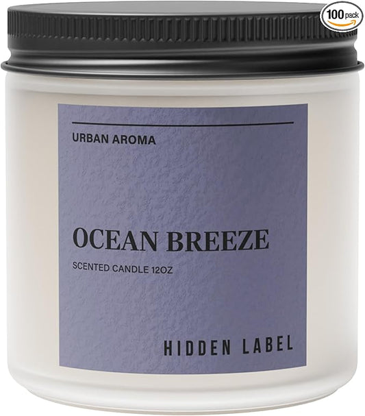 Hidden Label Ocean Breeze Scented Candle, 12oz 2 Wick Natural Soy Non Toxic Candles, Clean Burning Long Lasting Aromatherapy for Home | Gifts | Décor,Premium Scents for Relaxation & Stress Relief - Bloomnest