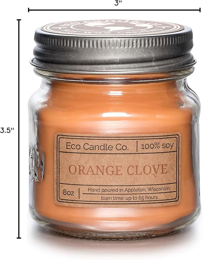 ECO CANDLE CO. Recycled Candle, Orange Clove, 8 oz. - Scents of Oranges Pierced with Spicy Cloves - 100% Soy Wax, No Lead, Kraft Paper Label & Lid, Hand Poured, Phthalate Free - Bloomnest