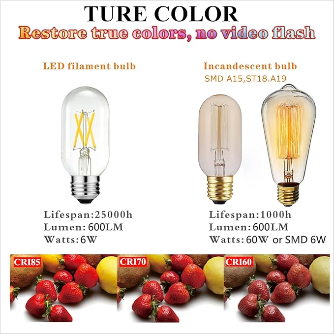LiteHistory E26 Edison Bulb 6W Equivalent E26 LED Bulb 60 Watt Dimmable Neutral White 4000K led Light Bulb AC120V 600lm Tubular T14 T45 LED Bulb for Pendant,Sputnik,Vanity,Chandeliers Pack of 6 - Bloomnest