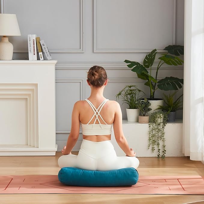 Meditation Cushion Bolster Pillow for Restorative Yoga – Supportive Cushion for Meditation, Pilates, and Relaxation – Filled with Buckwheat Hulls - Removable Cover - Bloomnest