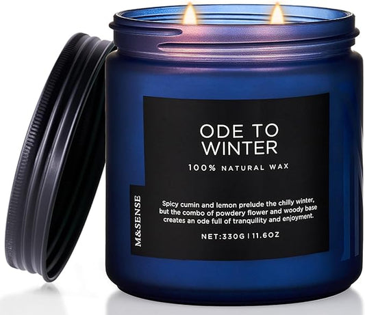 M&SENSE Ode to Winter 11.6oz Natural Soy Wax Non Toxic Candle, Up to 70 Hours Burn Time Winter Scents, 2 Cotton Wick Jar Candle Home Scented Gift - Bloomnest