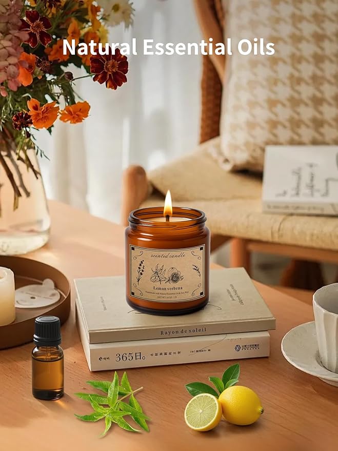 Scented Candles for Home, 16oz Large Jar Scented Candle – Lemon Verbena Soy Wax Candle with 100 Hour Burn Time, Long Lasting Aromatherapy Candle for Home Fragrance, Relaxation & Gift for Women/Men - Bloomnest