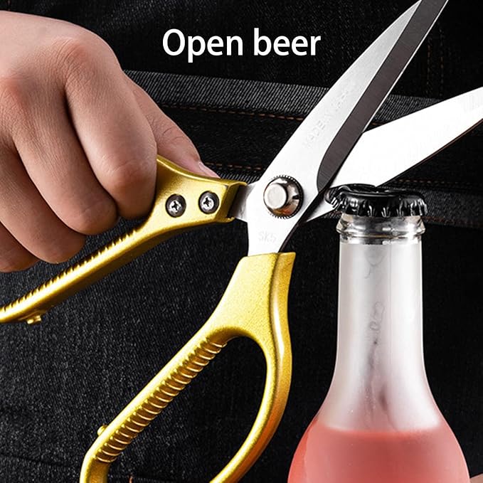 Kitchen Scissors All purpose, Have duty Stainless Steel Cooking Shears for Cutting Meat, Chicken,Poultry, Fish, Herbs, Seafood Scissors with Comfort Grip gold - Bloomnest
