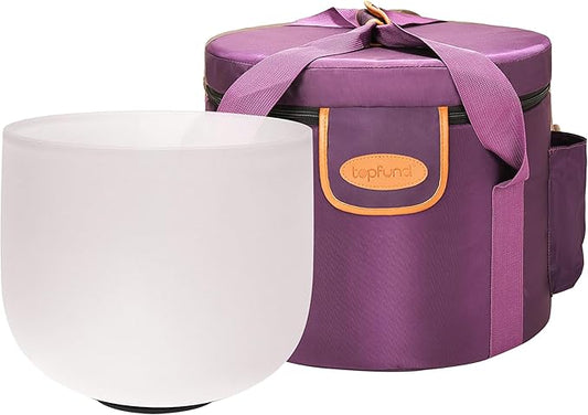 TOPFUND 8 inch 432Hz F Note Crystal Singing Bowl Heart Chakra with Carrying Case and Suede Mallet