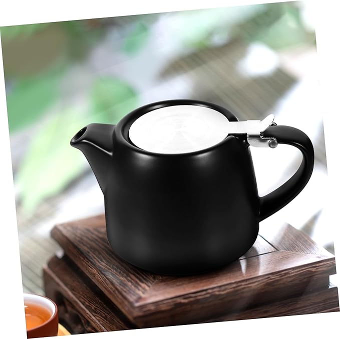 Angoily Ceramic Tea Pot with Strainer for Loose and Flower Tea Small Capacity Kitchen Teapot with Comfortable Handle Easy to Clean and Pour for Home Brewing and Giving