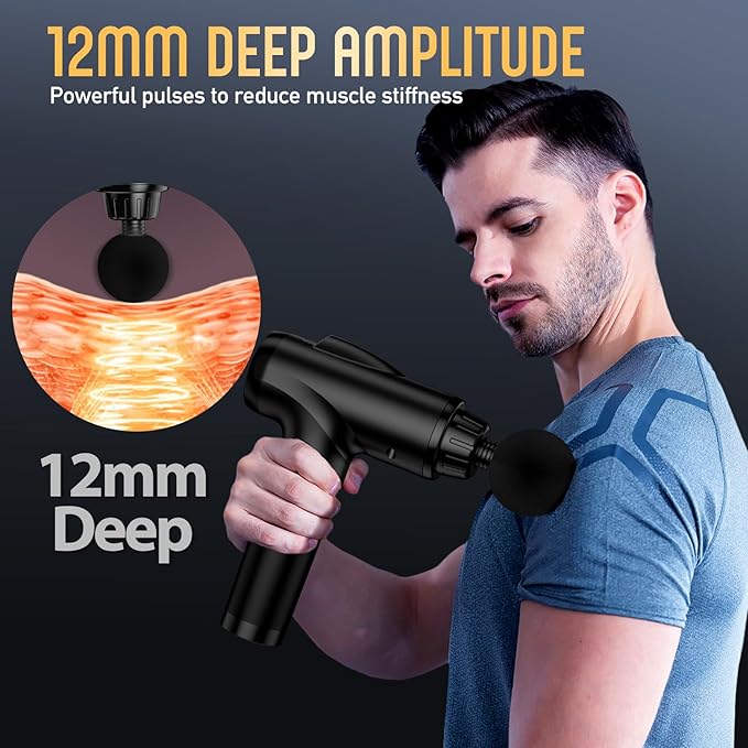Massage Gun Deep Tissue, Handheld Electric Muscle Massager, High Intensity Percussion Massage Device for Pain Relief with 9 Attachments & 30 Speed(Black) - Bloomnest