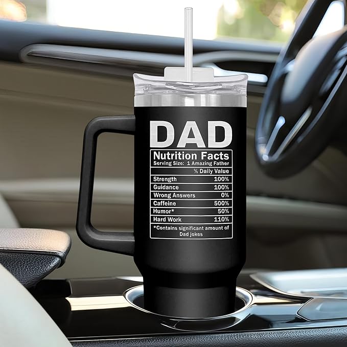 TEEZWONDER Father's Day Gifts for Dad from Daughter Son - Insulated 40 oz Tumbler with Straw and Handle - Fathers Day Birthday Gifts for Dad from Kids, Mens Birthday Gift Ideas - Bloomnest