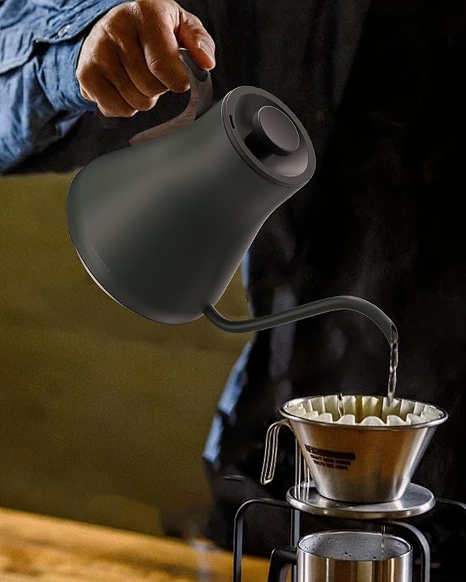 Cocinare FLOW B9 Gooseneck Electric Kettle, Precise Temperature Control for Pour-Over Coffee & Tea Brewing, Stainless Steel Interior, Rapid Heating for Boiling Water 1500W/0.9L (Delacroix Green) - Bloomnest