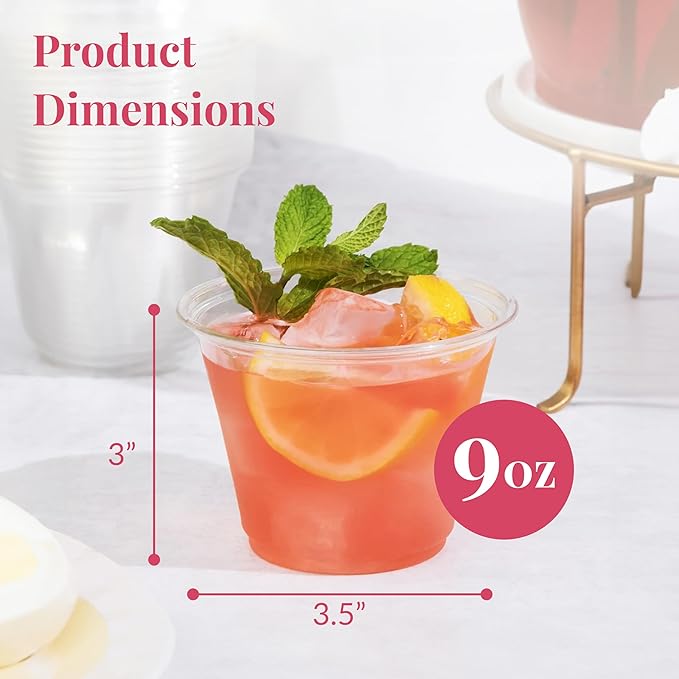 Prestee 400 Pcs Clear Plastic Party Cups Disposable - 9 oz Clear Plastic Cup for Cold Beverages, Cocktails, Smoothies, and Desserts - Durable PET Cups for Gatherings, Events, and Catering - Bloomnest