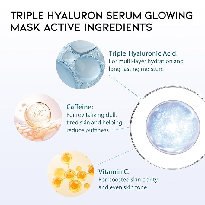 Hydrating Sheet Mask Starter Kit Variety Pack for Skin Care, Dry, Ance, Sensitive Skin, Korean Vegan Facial Sheet Mask for Men & Women, Collagen, Cica, Ceramide, Hyaluron, Retinol 5EA - Bloomnest