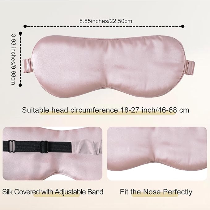ZIMASILK 100% 22 Momme Pure Mulberry Silk Sleep Mask,Filled with 100% Mulberry Silk,Silk Wrapping Strap- Super Soft & Comfortable Sleep Eye Mask for Sleeping (Light Plum) - Bloomnest