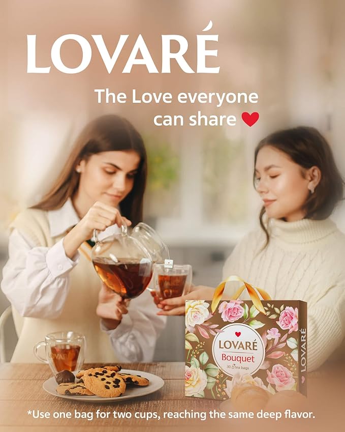 LOVARE Tea Bags Variety Pack - Made in Ukraine - Black and Green, Floral Berry, Mixed Blend Assorted Collection - Tea Sampler - Gift Sets for Tea Lovers (30 Bags - 6 Tastes)