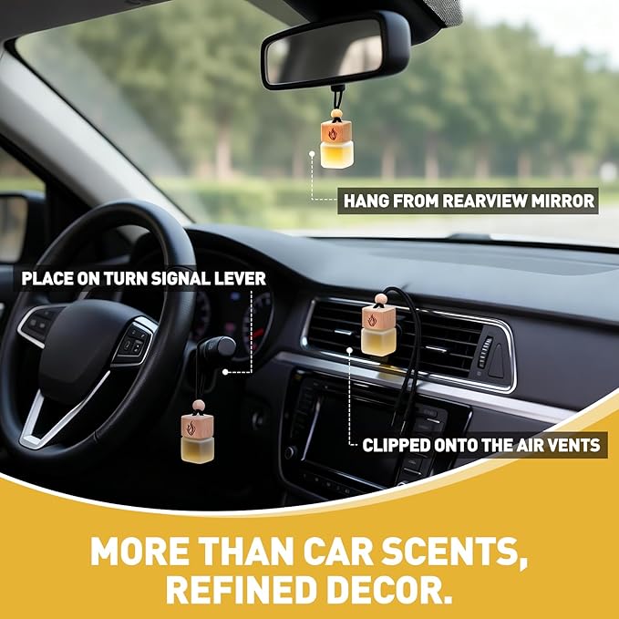 Car Air Freshener Hanging 2 Pack, Teakwood & Cashmere Fragrance Essential Oil Diffuser, Long Lasting Car Scent, Car Accessories for Women - Bloomnest