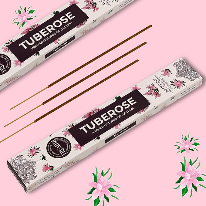 Tuberose Incense Sticks - Total 40 Insence-Sticks - Dual Pack of 20 Insense - Inciensos - Inscents - Natural Non Toxic Ingredients - Incents - Incence - Inscense - Insents TRUMIRI