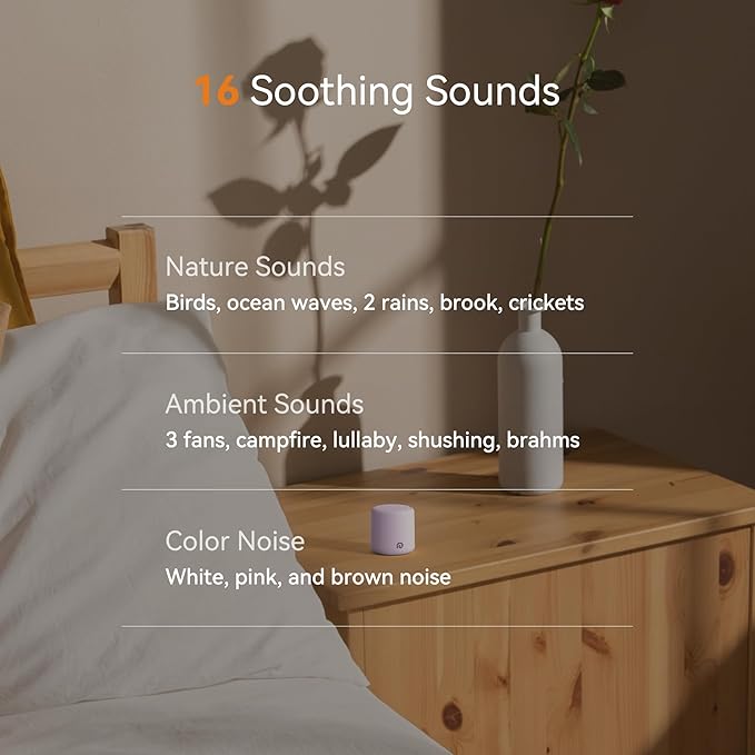 Dreamegg Portable White Noise Machine - Travel Sound Machine for Sleep, Features Powerful Battery, Egg-Sized, 16 Nature Sounds, Timer, Sound Machine for Baby Adults Office Privacy Home Gift (Purple)