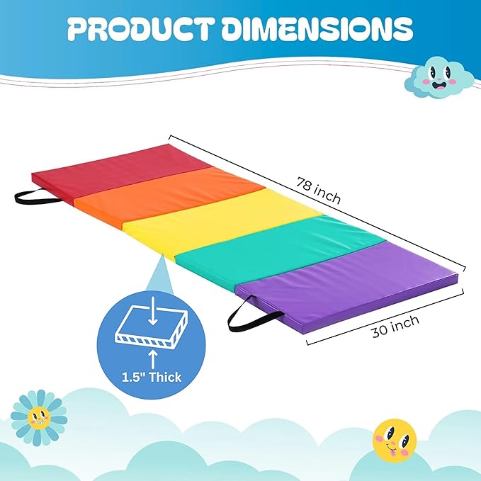 New Bounce Tumbling Mat for Kids - Gymnastics Mat - Folding Exercise Tumble Mat for Home Gyms - Bloomnest