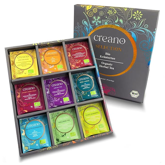 Creano Organic Herbal Tea Sampler Gift Set - Tea Gift Box - 27 Organic Tea Bags in 9 Different Varieties 54 g - Bloomnest