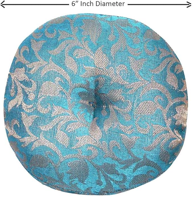 Singing Bowl Cushion Handmade Round Cushion Brocade Art Silk Home Decor Pillow For Tibetan Singing Bowl (6" Inch) - Bloomnest