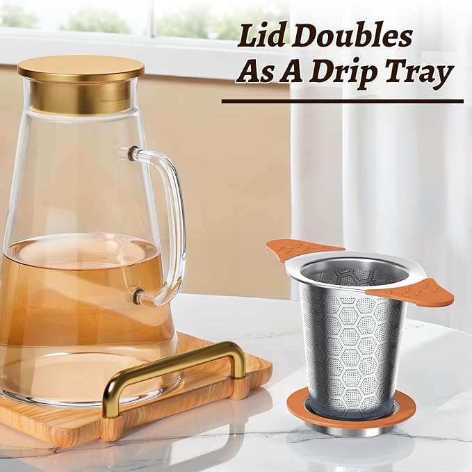 Tea Infuser for Loose Leaf Tea,18/8 Stainless Steel Tea Infuser with Heat Proof Silicone Handles,Extra Fine Mesh Tea Strainers Filter Fine Tea Leaves Effectively,Fits TeaPots/Mugs-Orange - Bloomnest