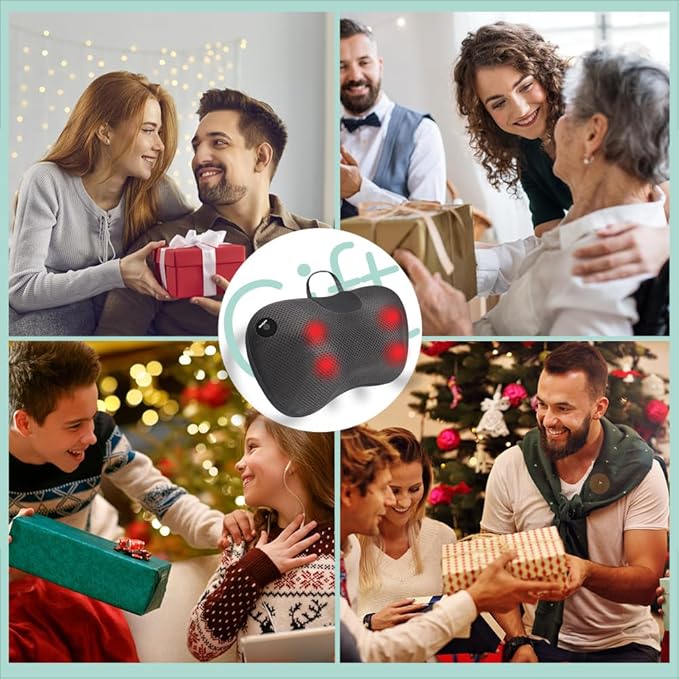 Protable Electric Massage Pillow with Carry Handle -Neck Massager for Pain Relief Deep Tissue with Heat - Electric Kneading 3D Massage Pillow Gifts for Dad Mom Christmas - Bloomnest