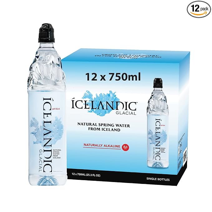 Icelandic Glacial Natural Spring Alkaline Water, 750 ml / 25.3 Fl Oz (Pack of 12) - Bloomnest