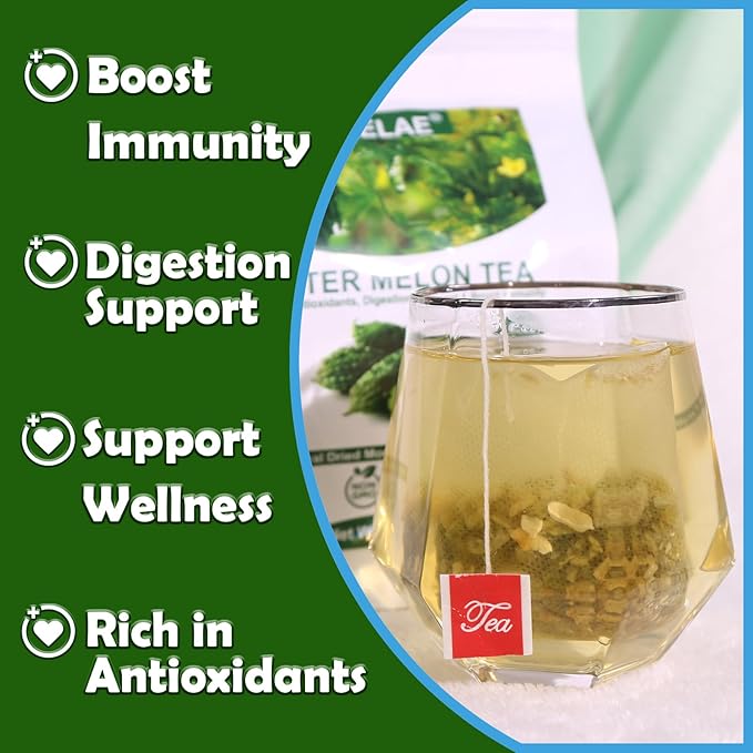 TEARELAE - Bitter Melon Tea Bags - 2g x 50 Count - 100% Pure Natural Cut & Sifted Dried Momordica Charantia Slices Herbal Tea - Non-GMO - Caffeine-free - Pleasantly Bitter Flavor - Bloomnest