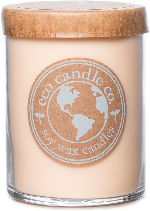 ECO CANDLE CO. Recycled Candle, Beach House, 18 oz. - Scents of Melons & Ocean Air - 100% Soy Wax, No Lead, Kraft Paper Label & Lid, Hand Poured, Phthalate Free, Made from Midwest Grown Soybeans - Bloomnest