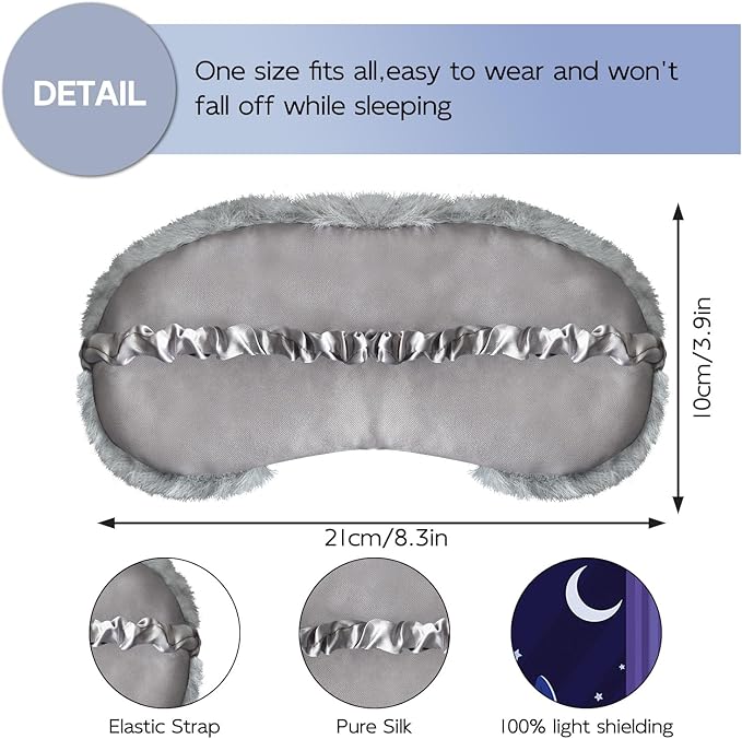 Cute Sleep Masks Cartoon Animal Eye Mask Plush Sleeping Mask & Travel Blindfold - Funny Novelty Eye Shade for Kids, Girls & Adults (Grey Sloth) - Bloomnest