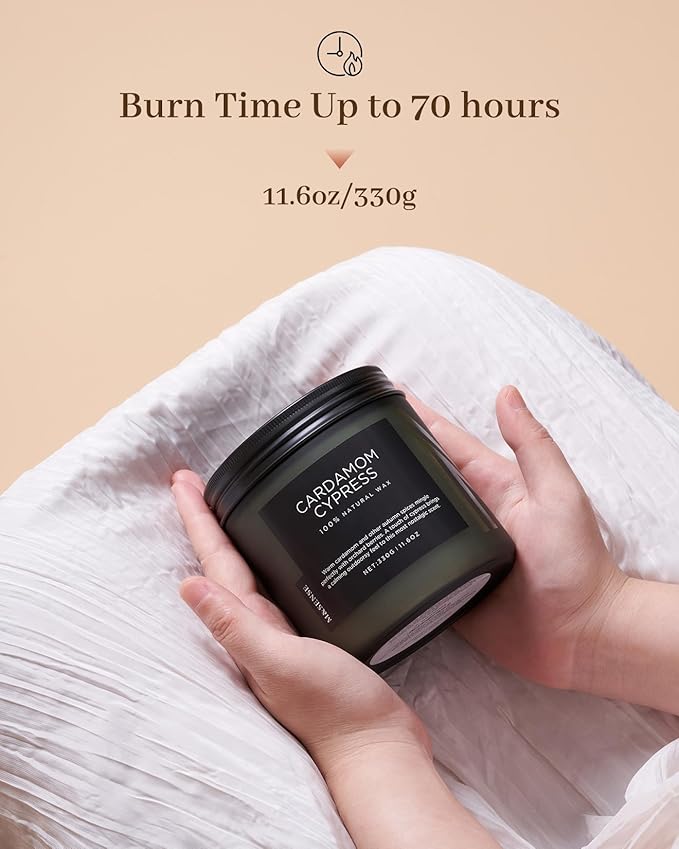 M&SENSE Spice Cardamom Cypress Large Soy Candles for Home Scented 2 Wick Large Soy Natural Candles 11.6oz 70 Hours Long Lasting Slow Burning, Christmas Holiday Woody Scented Winter Gifts - Bloomnest