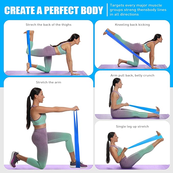 Resistance Bands, Exercise Bands, Physical Therapy Bands for Strength Training, Yoga, Pilates, Stretch Elastic Band with Different Strengths, Workout Bands for Home Gym - Bloomnest