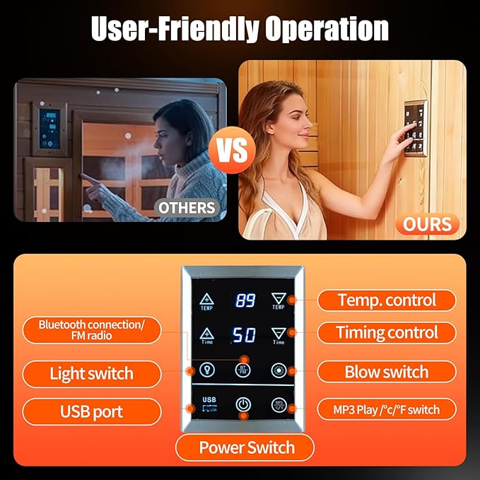 Infrared Home Sauna Room 1 Person Low emf far Infrared Infrared Sauna with Red Light Therapy/Bluetooth Speakers/Personal Indoor Dry Heat Sauna for Home Gym-Made from Pinus sylvestris Bloomnest