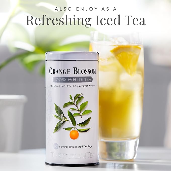 The Republic of Tea – Orange Blossom 100% White Tea Bags, Steeps 50 Low-Caffeinated Cups - Bloomnest