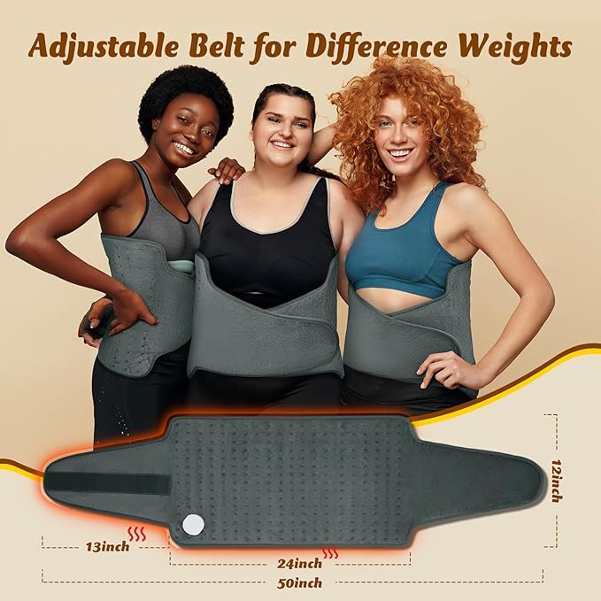 Heating Pad for Back, Valentines Day Gifts for Her Him, Electric Heating Pad for Period Cramps, Wrap Around Heated Pad for Waist and Stomach, Birthday Gifts for Women Men Mom Dad Wife Husband