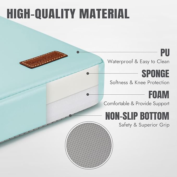 HappyPicnic Waterproof Kneeling Pad for Garden or Bath, 2 inch Thick Soft Foam Kneeler Mat for Gardeners Knee Support or Bathtub Bathing Baby with Handle and Removable Cover-Green - Bloomnest