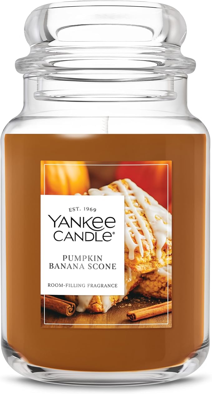Yankee Candle Pumpkin Banana Scone, Fall Scented Candle, 22oz Large Jar with up to 150 Hour Burn Time - Bloomnest