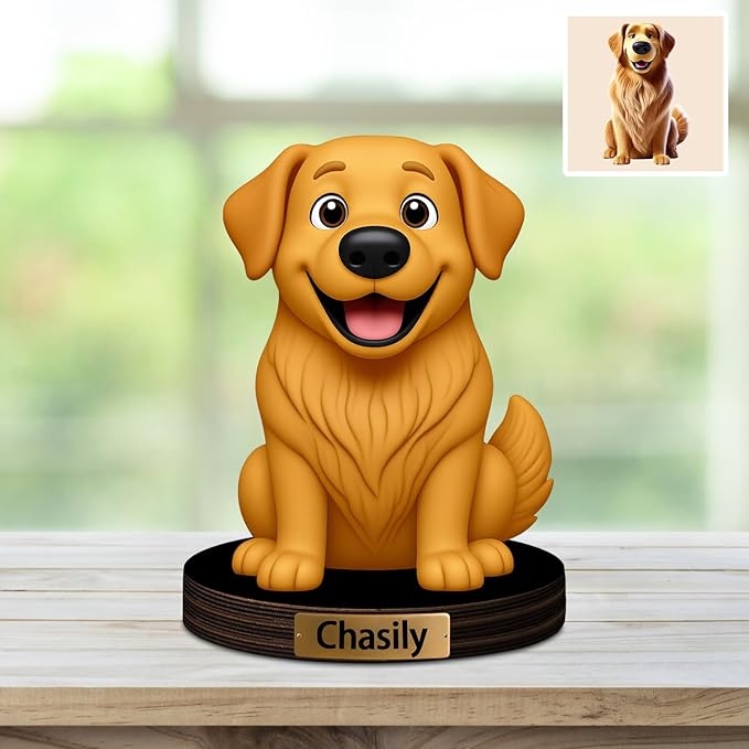 Custom Dog Pet Cat Photo Cartoon Style Desk Decor Photo Frame Sign Plaque, Personalzied Cartoon Portrait Picture Frame for Couple Wedding Family Anniversary Birthday Gifts - Bloomnest