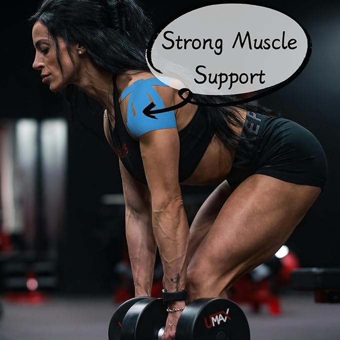 IEADEN Precut Kinesiology Tape for Shoulder, 10 Pcs - Shoulder Support & Stability, Shoulder Pain Relief Athletic Tape - Waterproof & Elastic, Breathable Hypoallergenic Latex-Free Tape, Blue - Bloomnest