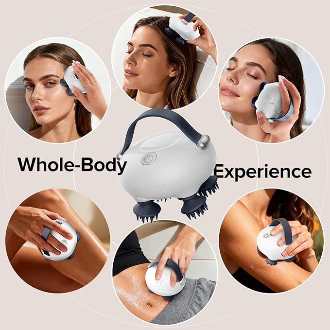 Scalp Massager, Head Massager Scalp with Tangle-Resistant Design, Portable Head Massager, Hair Massagers with 12 Massage Heads, 3 Modes, Mothers Day Gifts, Father Day Gifts for Mom, Dad IOOKNA